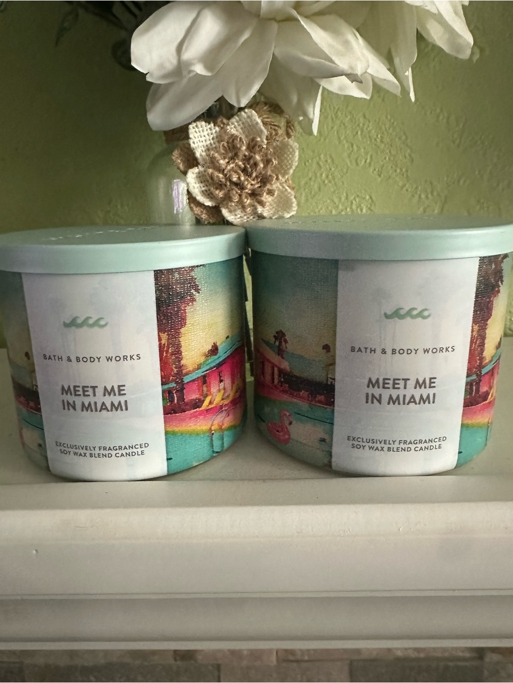 Bath & Body Works Meet Me in Miami Candle Bundle- Aqua & Teal